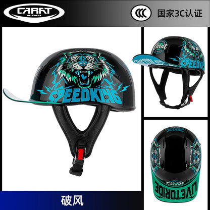 New retro summer motorcycle helmet motorcycle cruising half face helmet anti-collision men lightweight and breathable.