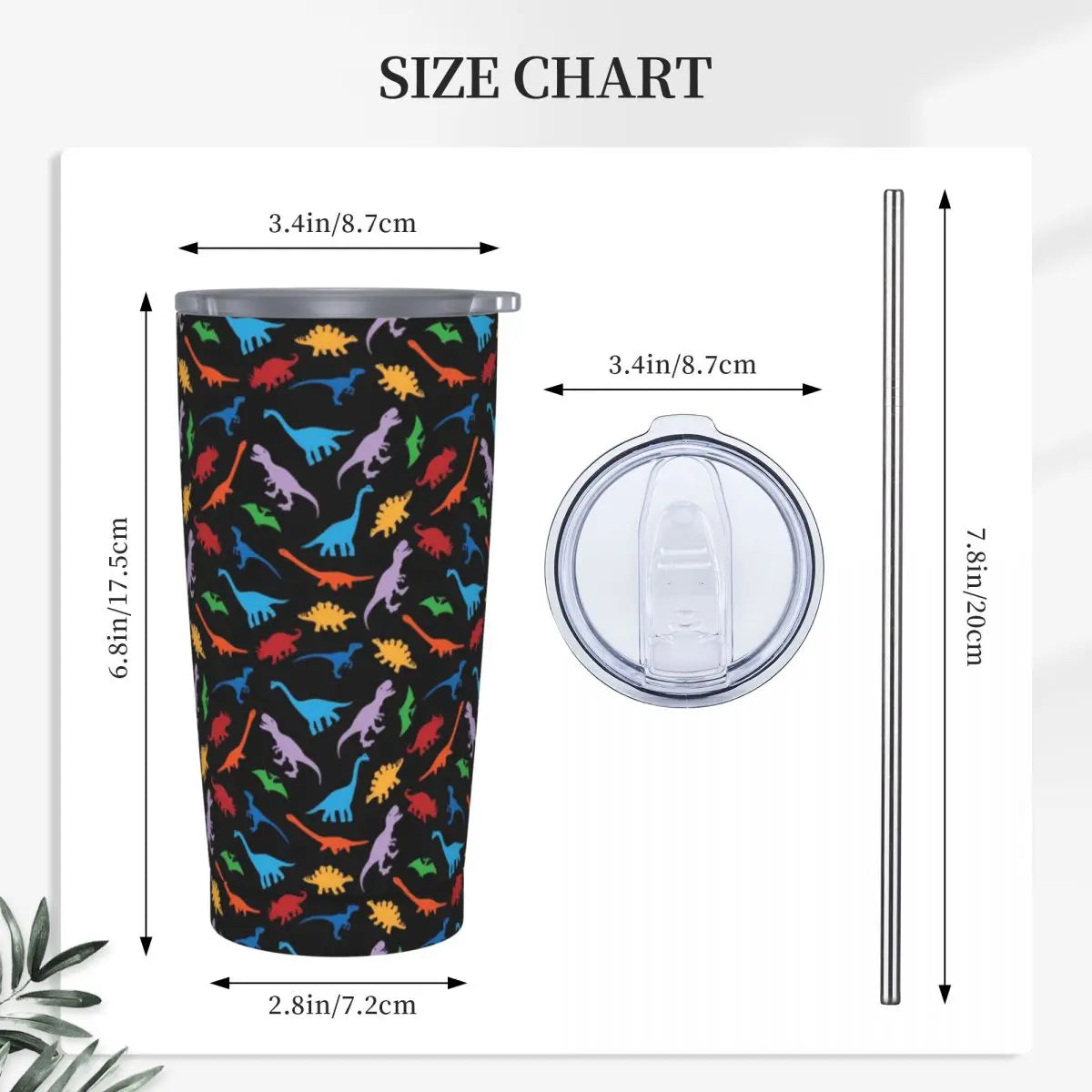 Stainless Steel Tumbler Dinosaur Silhouette Mugs Cup With Straws Animal Beach Cold Drink Water Bottle Insulated Thermal Mug