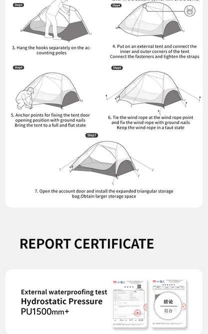 Naturehike Star River UL Camping Tent 2 People Tent 15D Nylon Ultralight Hiking Double Layer Backpacking Travel Tent 3 Seasons