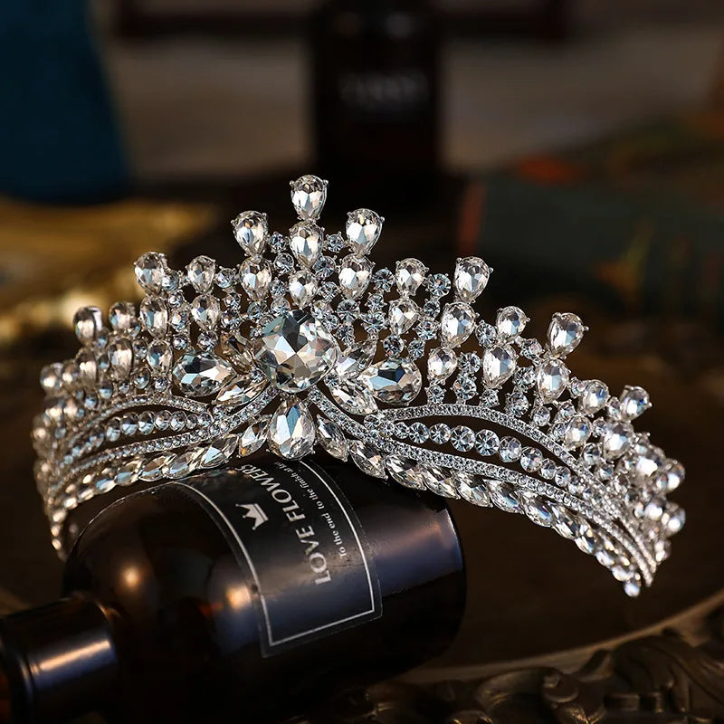 KMVEXO Baroque Luxury Crystal Bridal Tiaras Cubic Zircon Crown Rhinestone Pageant Diadem Headpieces Wedding Hair Accessories