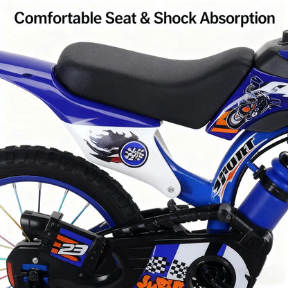 Blue Children's Off-Road Motorcycle Bicycle Pedal Bike with Headlamp Boys And Girls 12-16 Inch Cro