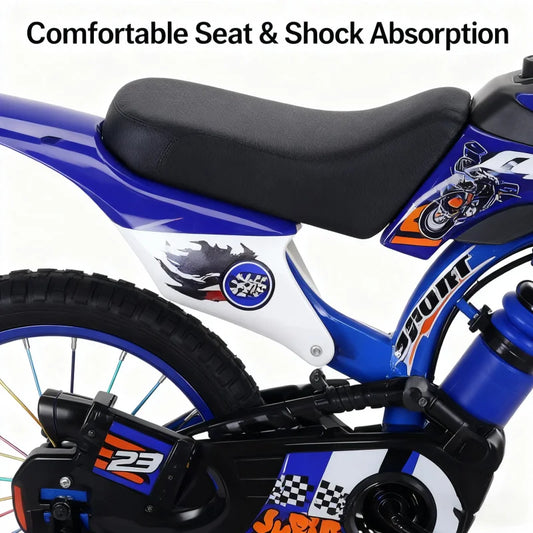 Blue Children's Off-Road Motorcycle Bicycle Pedal Bike with Headlamp Boys And Girls 12-16 Inch Cro