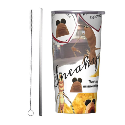 Marcus The Worm Christmas Meme  Tumbler With Straw  Stainless Steel Travel Mugs Double Wall Vacuum Insulated