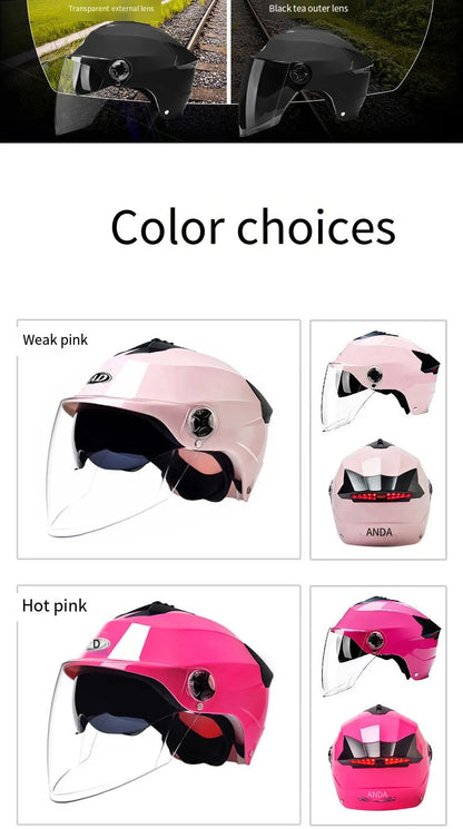 Motorcycle Helmets With Led Lights Moped Helmet Electric Scooter for Men Women With Double Visor Rechargeable Bicycle Light Bike