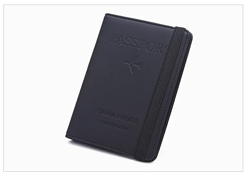 Women Men Travel Passport Holder Cover Case RFID PU Leather Credit ID Card Holder Case Ticket Protective Wallet