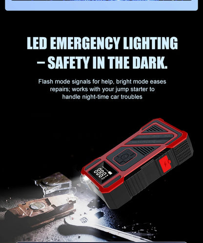 Portable 150PSI air pump, emergency car jump starter, power bank, LED lighting, air compressor,car starter suitable for all cars