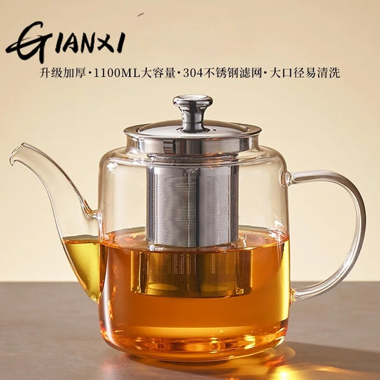 GIANXI Tea Teapot Household Large Capacity Glass Tea Maker Tea Separation Thickened High Temperature Tea Set Single Pot