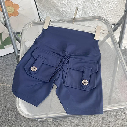 Women Yoga Shorts High Waist Workout Shorts Fitness Yoga Lift Butt Fitness Ladies Yoga Gym Running Short Pants Sportswear