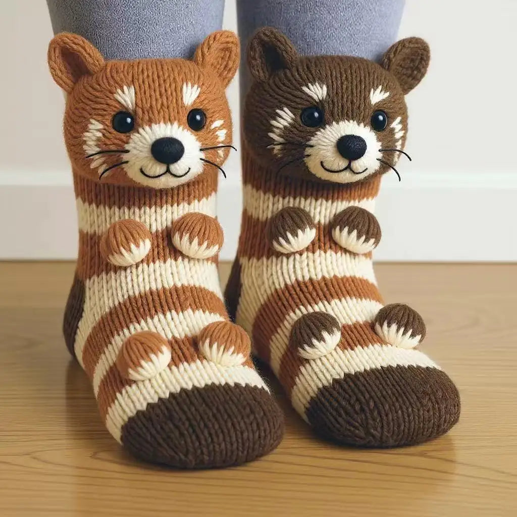 2026 New Animal Socks 3D Plush Crochet Animal Socks Cute Animal Socks Warm Floor Socks Cartoon Socks