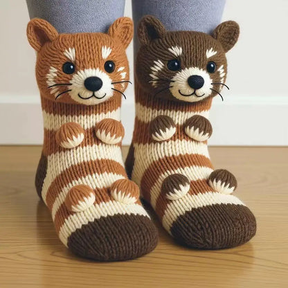 2026 New Animal Socks 3D Plush Crochet Animal Socks Cute Animal Socks Warm Floor Socks Cartoon Socks