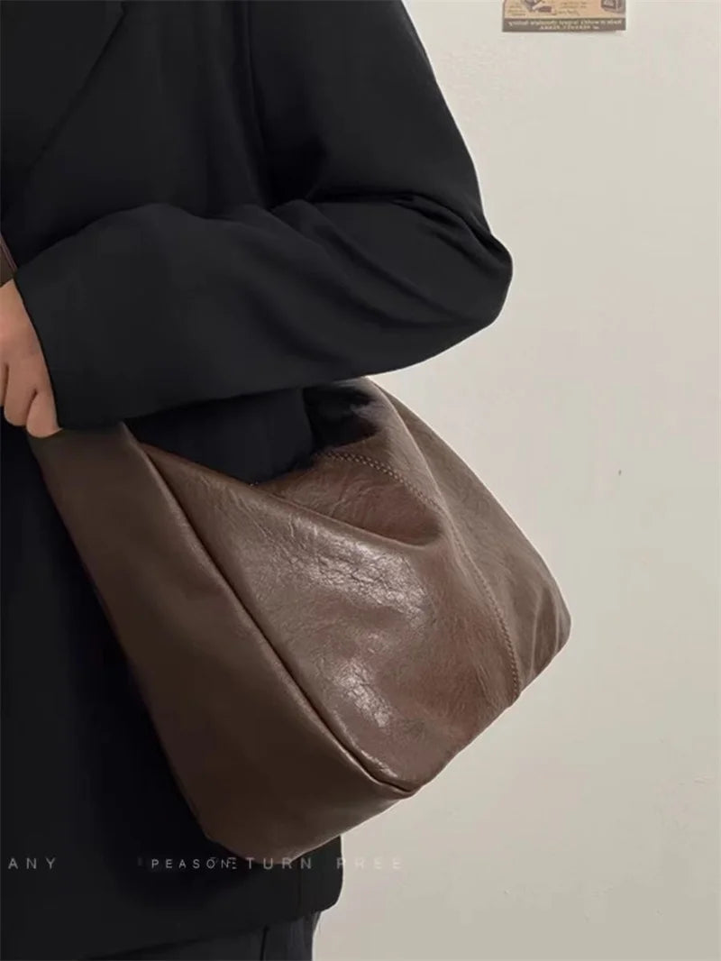 Fashion Soft PU Leather Tote Bags for Women Trend Female Simple Large High Capacity Shoulder Women Handbags Messenger Bags