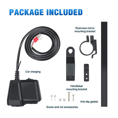 60W QC3.0+PD Motorcycle Handlebar & Rear Mirror With Digital Voltmeter Thermometer USB Socket Fast Charger Phone Power Adapter