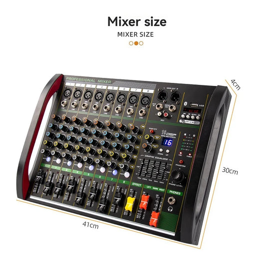 4 / 8-Channel Mixer DSP Reverberation Effect Professional Bluetooth USB Audio Mixer Balance Family Karaoke Stage Performance KTV