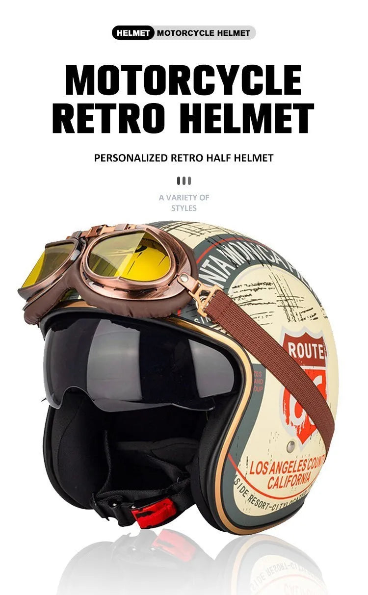 DOT Open Face Casco Moto Motorcycle Accessories Men Moto Helmets Certificated Retro Motorcycle Helmet Cafe Racer