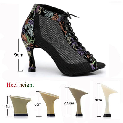 Latin Shoes Salsa Tango Ballroom Party Sports Women's Heeled Boots Summer Breathable Sandals Outdoor Dance Boots On Sale