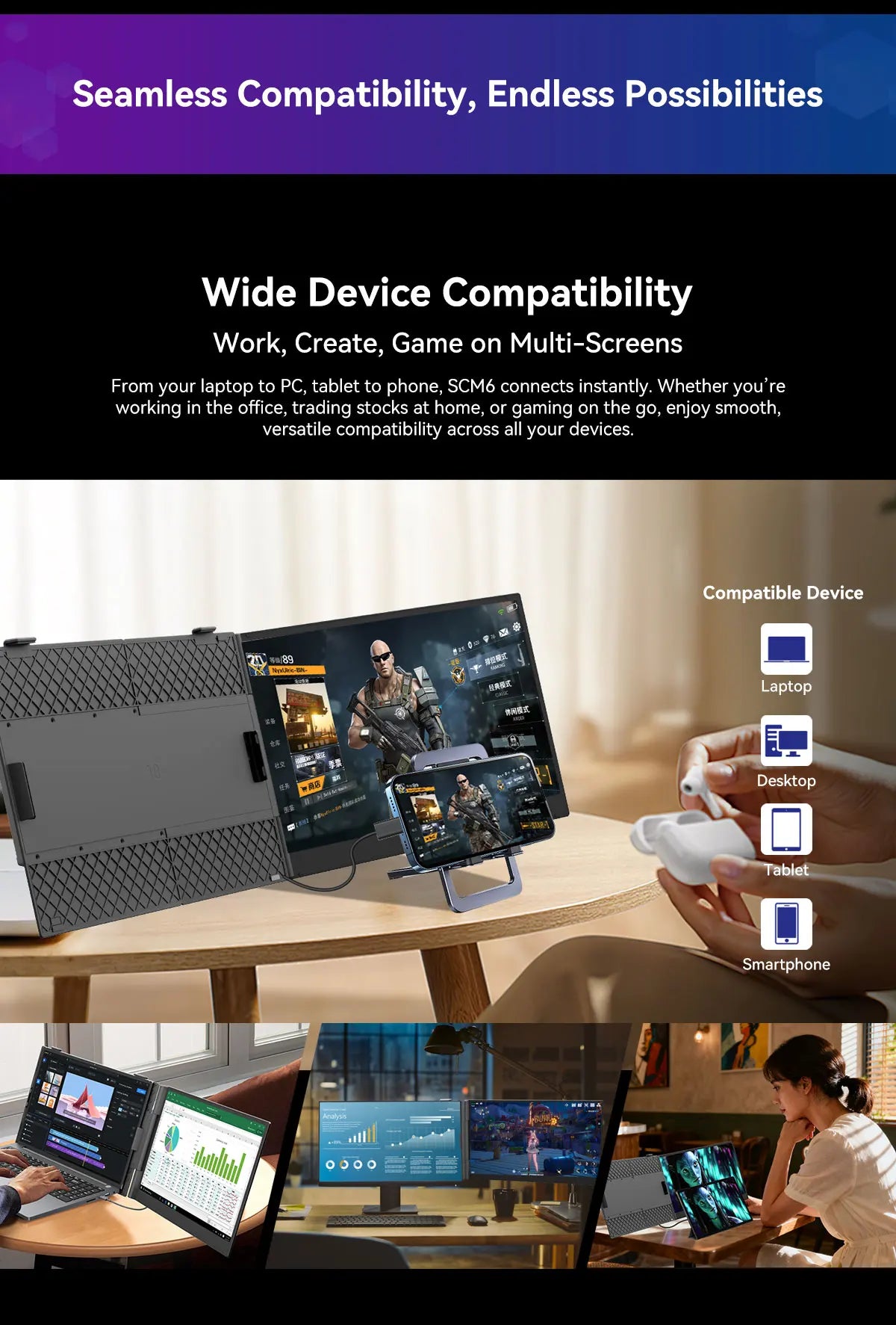 Blackview SCM6 Laptop Screen Extender, Ultra-Thin,14" FHD 1080P IPS Portable Laptop Monitor, for Windows/Mac/Android/Switch