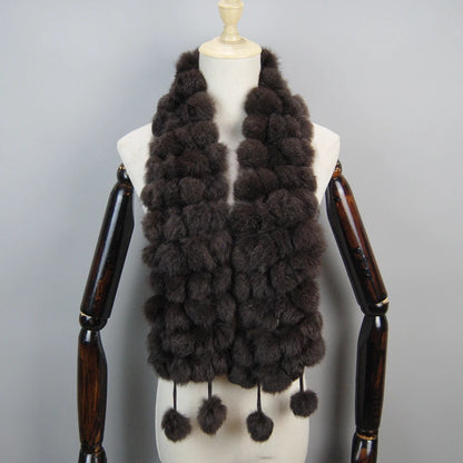 Women Winter Warm Real Rabbit Fur Scarf Hot Sale Natural Rabbit Fur Muffler 2025 Lady 100% Genuine Fur Scarves Wholesale Retail