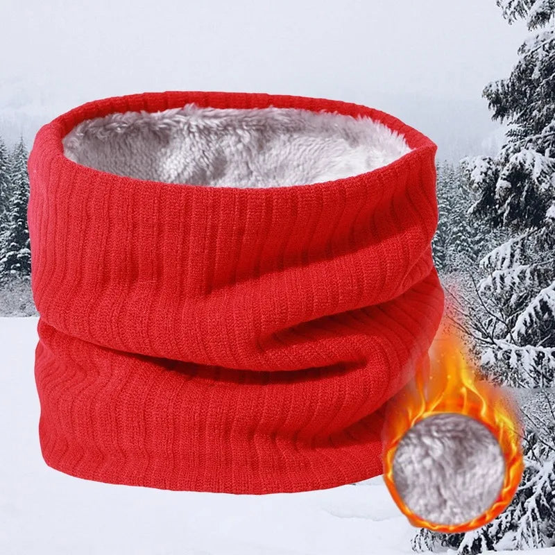 Winter Scarf for Men Fleece Ring Bandana Knitted Warm Solid Scarf Women Neck Warmer Thick Cashmere Hot Handkerchief Ski Mask