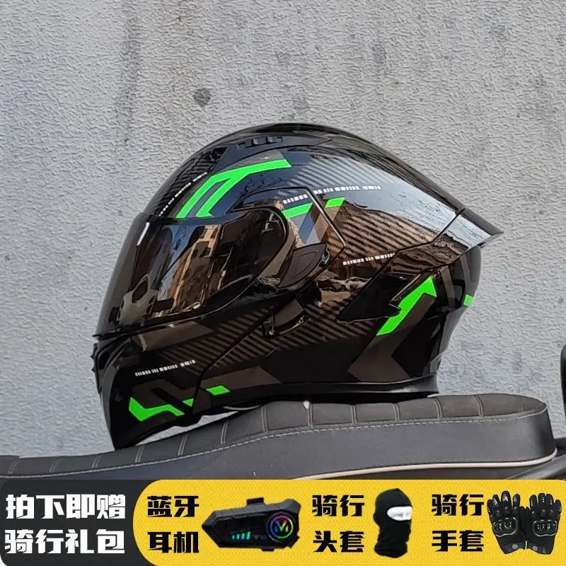 Motorcycle Helmet Full Face Racing Motorbike Helmet with Double Sun Visor Women Man Flip Up Moto Helmets Capacete De Moto