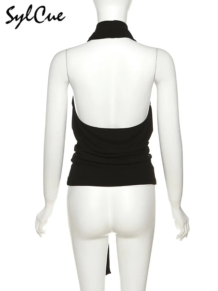 Nibber 2026 Loose Casual All-match Simple Black Sexy Metal Hot Confident Summer Travel Cool Soft Breathable Women's Halter Vest