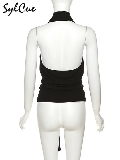 Nibber 2026 Loose Casual All-match Simple Black Sexy Metal Hot Confident Summer Travel Cool Soft Breathable Women's Halter Vest