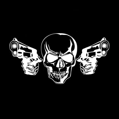 20cm Coolest Gun Skull Stickers Accessories Stylish, Cover Scratches Sticker Car Sunscreen and Waterproof Cute, Personality, PVC