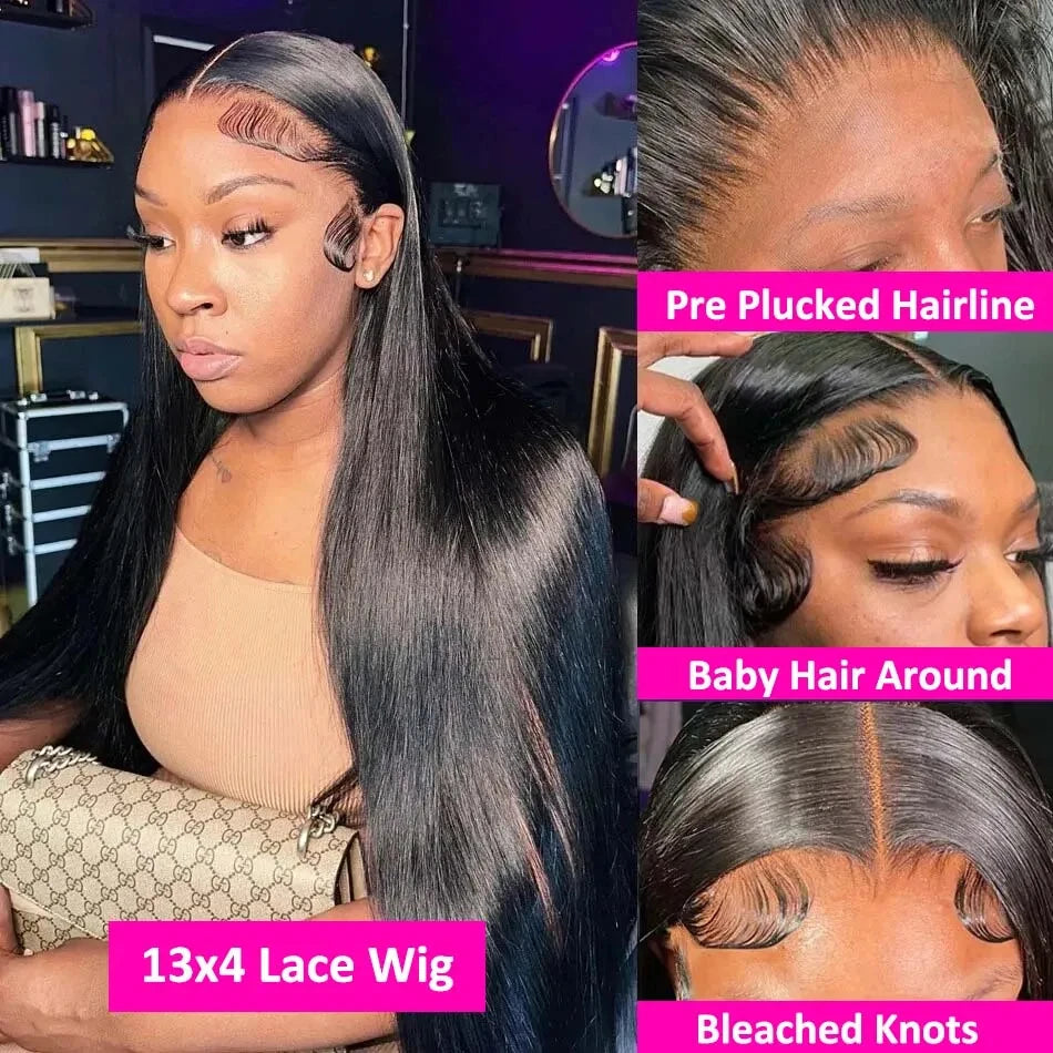 360 Full Lace Wig Human Hair Pre plucked HD Lace Wig 13X4 13x6 Human Hair Wigs Bone Straight Lace Frontal Wig For Women 36 40 in
