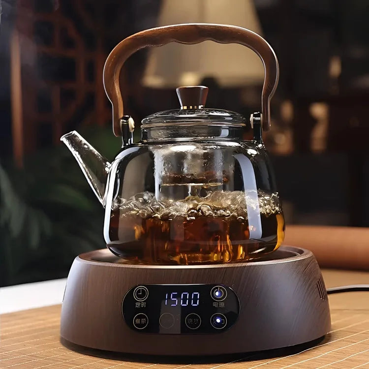 【2025 Trendsetter】Electric Ceramic Pot with Glass Handle - Home Use Tea Brewing and Water Heating Pot