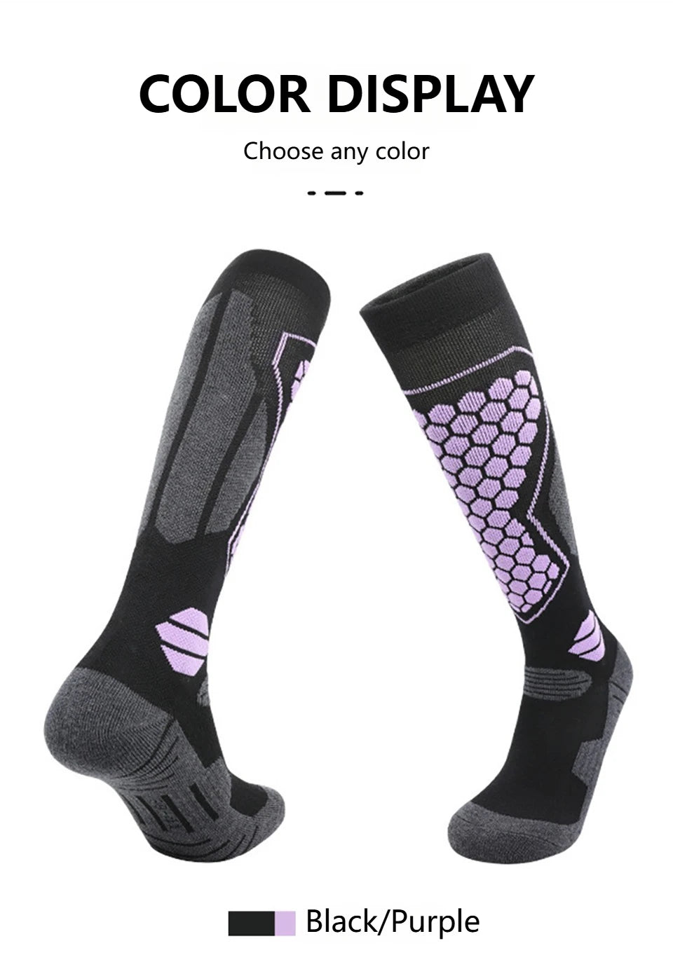 GTUBIKE Thermal Winter Cotton Men Women Ski Socks High Elastic Sports Socks Snowboarding Cycling Adult Skiing Thicker Leg Warm