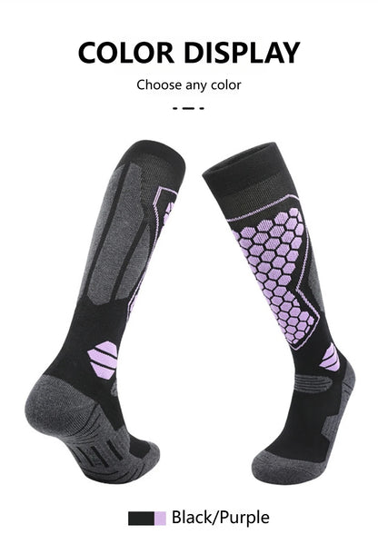 GTUBIKE Thermal Winter Cotton Men Women Ski Socks High Elastic Sports Socks Snowboarding Cycling Adult Skiing Thicker Leg Warm