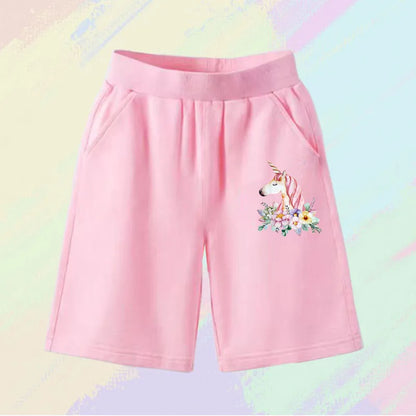 2025 Girls Summer Cat Ear Print Shorts Kids Elastic Waist Beach Short with Pocket Sports Short Pants Kids Cute Clothes 3-14y