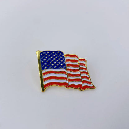 American Flag Pin Gold Plated Enamel Patriotic Waving USA Lapel Pin - Bulk Pack for Suit, Coats, Lanyards, Hats