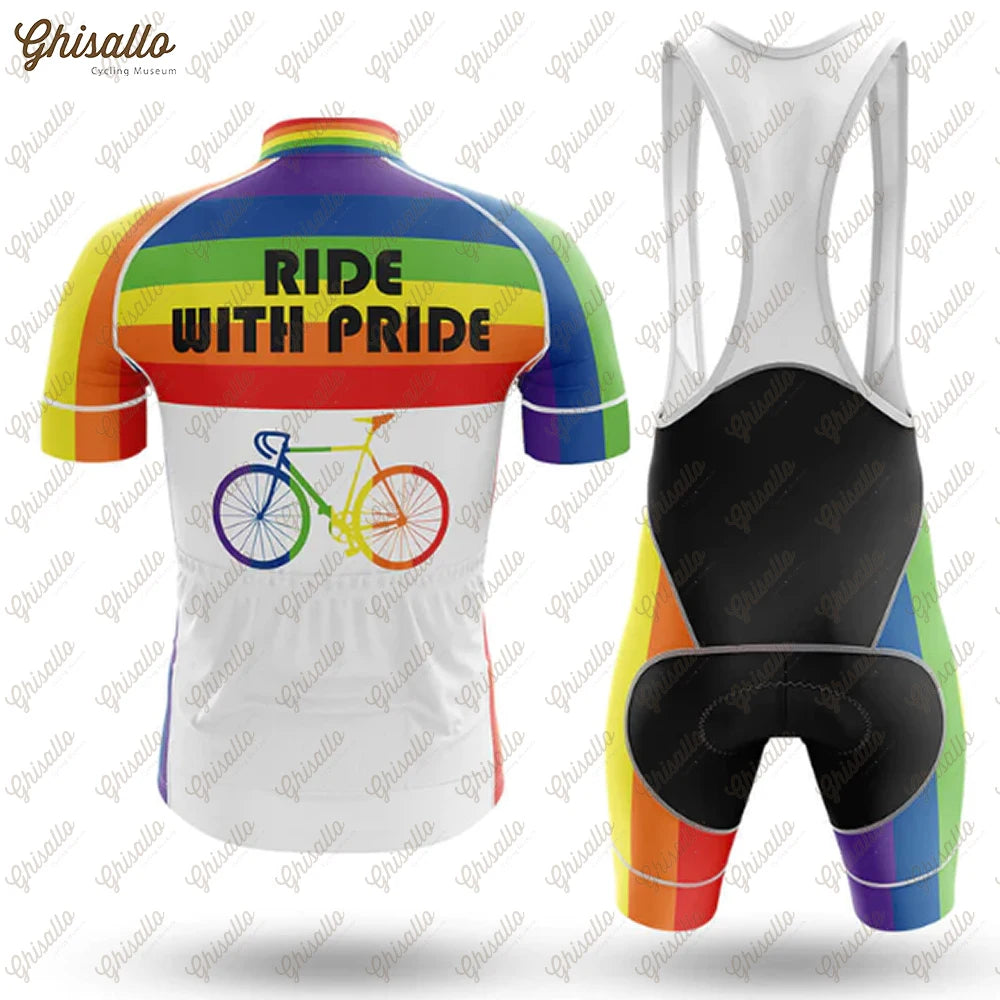 Team Ride with Pride Cycling Jersey Set, Road Bike Equipment, Men's Cycling Shirt, Quick Dry Bicycle Clothes, New