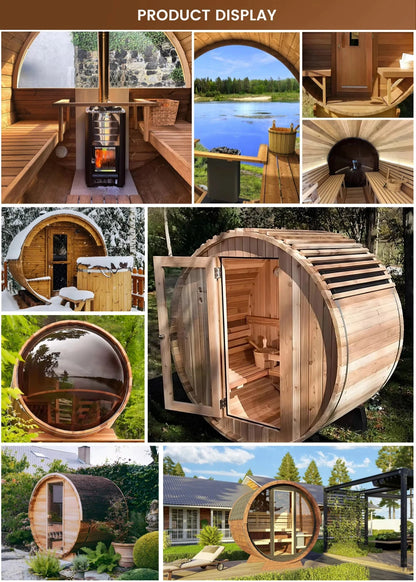 Customizable 6 Person Outdoor Sauna with Hot Tub Canadian Hemlock Wood Traditional Steam Sauna with Jacuzzi for Resort