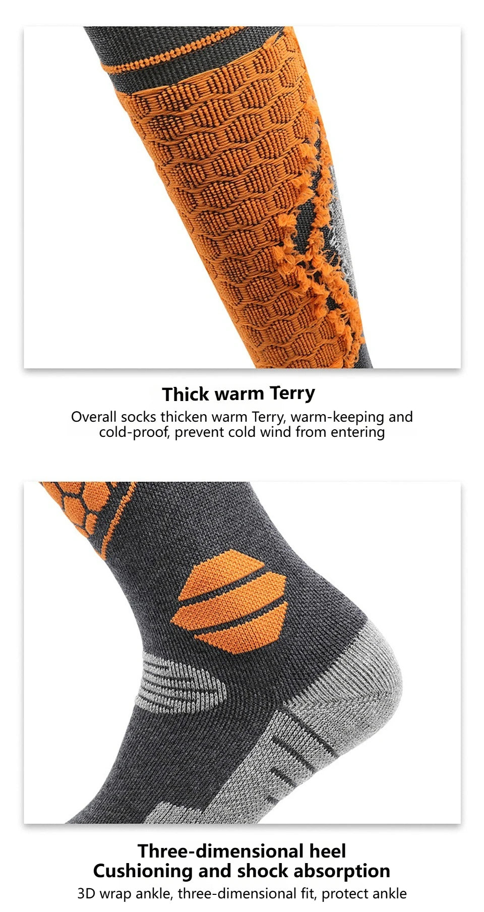 GTUBIKE Thermal Winter Cotton Men Women Ski Socks High Elastic Sports Socks Snowboarding Cycling Adult Skiing Thicker Leg Warm