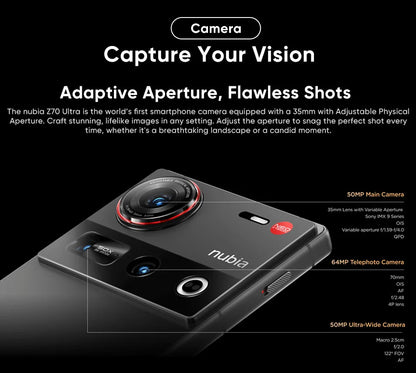 Nubia Z70 Ultra 5G Smartphone Snapdragon 8 Elite Processor 6.85' 144Hz AMOLED Display NFC  Global Version 16GB 512GB