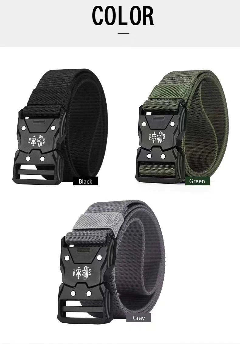 Genuine Tactical Belt Black Quick Release Outdoor Men's Belt Buckle Quick Release Elastic Belt Sport Nylon Braided Belts for Men