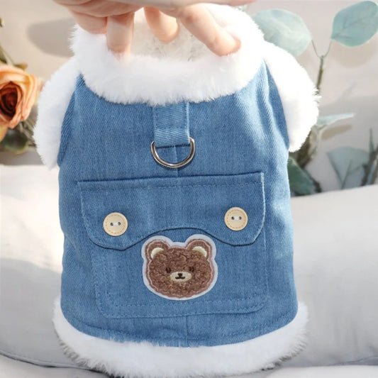 Creative Soft Bear Pattern Dog Clothes Comfortable Stylish Pet Cotton Coat Polyester Thick Pet Warm Vests Pomeranian