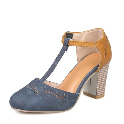 Mary Janes High Heels Women Spring Autumn Shoes Women Round Toe Block Heel Shoes Square Heel Leisure Casual  Rome Pumps fgh