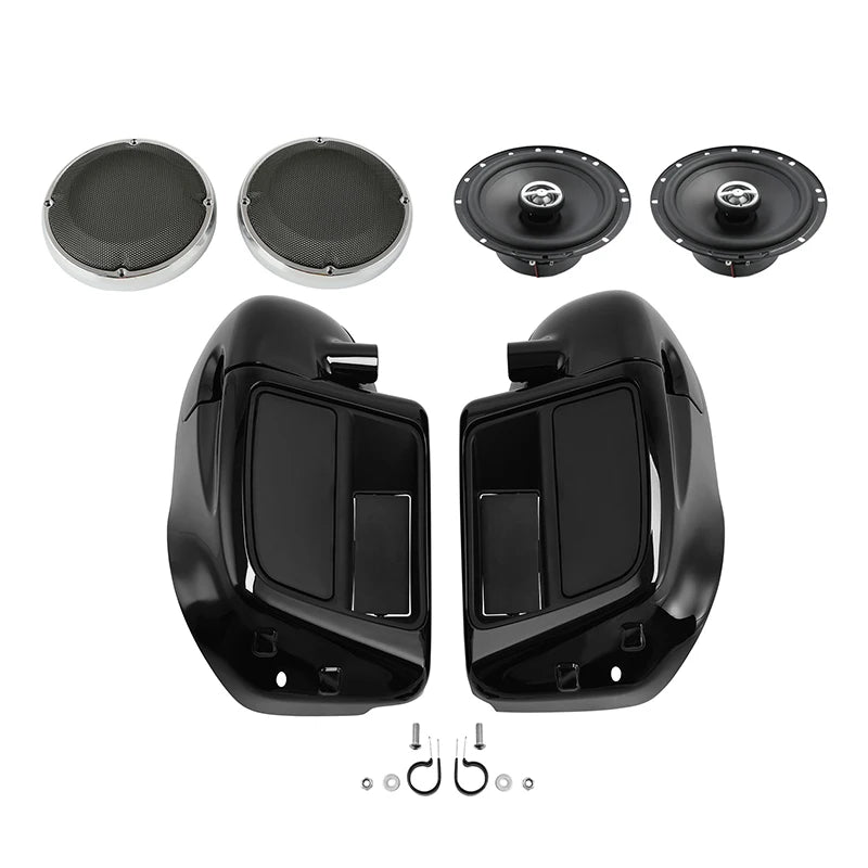 Motorcycle Lower Vented Leg Fairing + 6.5" Speakers W/ Grills For Harley Touring Electra Glide Road King Street Glide 2014-2024