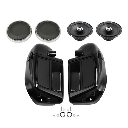 Motorcycle Lower Vented Leg Fairing + 6.5" Speakers W/ Grills For Harley Touring Electra Glide Road King Street Glide 2014-2024