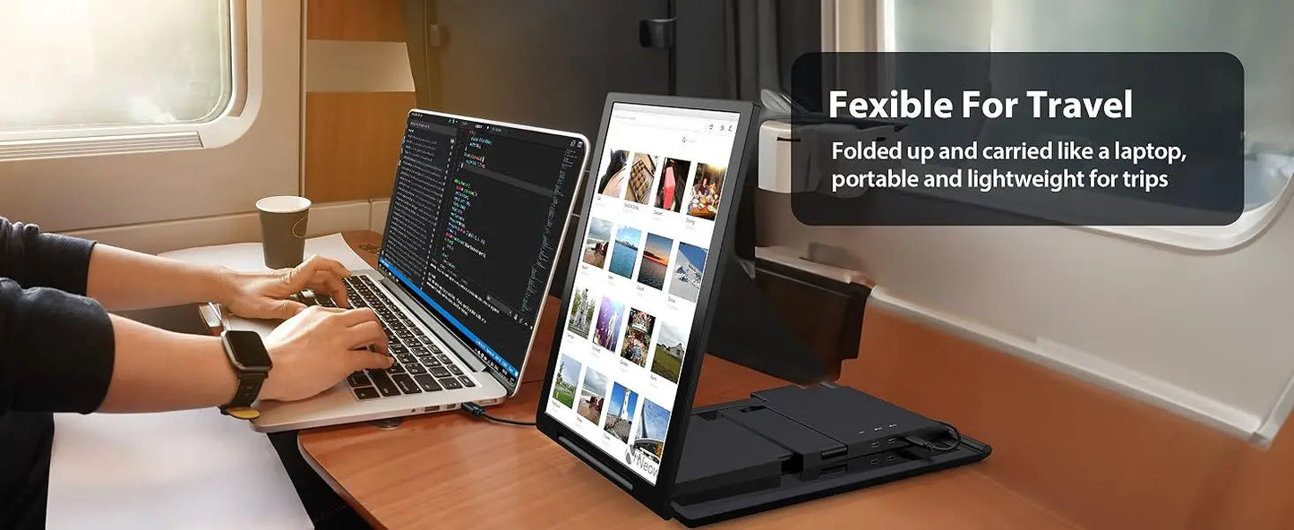 14" Triple Portable Monitor 1080P IPS Dual Display with Rotation Kickstand Laptop Screen Extender for Mac Wins Switch Decks
