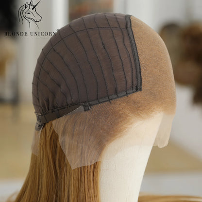 13x6 Lace Front Wig Blonde Golden Straight Hair Synthetic Wigs for Women Daily Party Cosplay Use Heat Resistant Fiber Hair