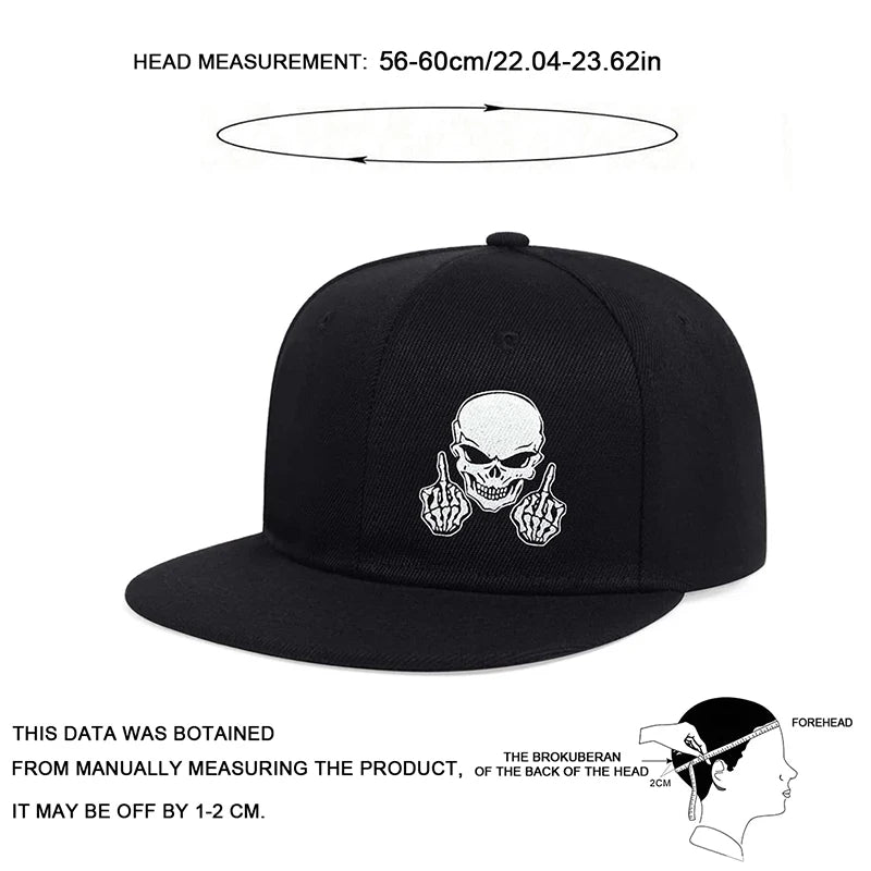 Unisex Skeleton Finger Embroidery Hip-hop Hats Spring Autumn Outdoor Adjustable Casual Baseball Caps Men Women Sunscreen Hat