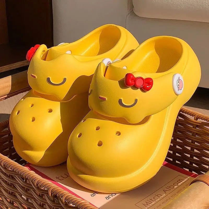 Women Fashion Platform Clogs Cute Cartoon Rabbit Summer Shoes Female Indoor Street Slippers Soft EVA Girls Daily Walking Sandals