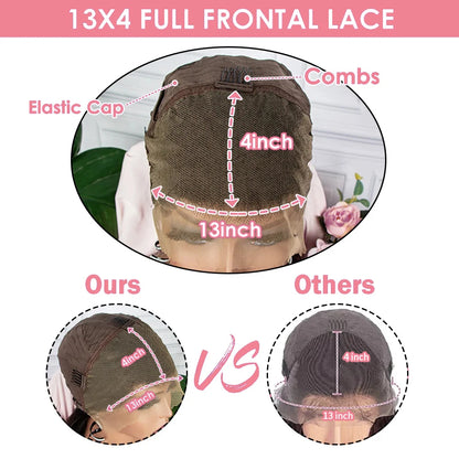 Body Wave 13x4 HD Lace Front Wigs Human Hair 200% Density Bob Wig Human Hair Pre Plucked Short Bob Wigs For Black Women 4x4 Lace Closure Frontal Wig Human Hair Natural Black Loose Wavy 14 Inch Bob Wigs