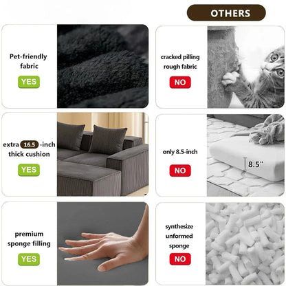 Sectional boneless Couch with L-Shape Chaise,Modern Modular sleeper Sofa with Deep Seat, Upholstered Couches for Room