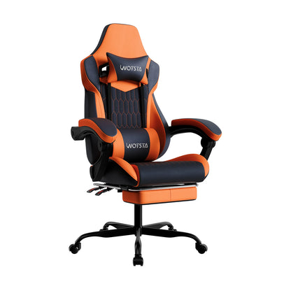 WOTSTA Gaming Chair with Footrest Gaming Chairs PVC Leather Ergonomic Gamer Chair with Adjustable Headrest Lumbar Support