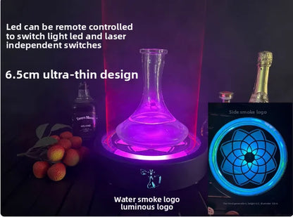 LED Smoking Table Lamp with Laser Light & Charging Base for Hookah Portable Neon Smoke Glow Lamp for Bar Party Laser Effects
