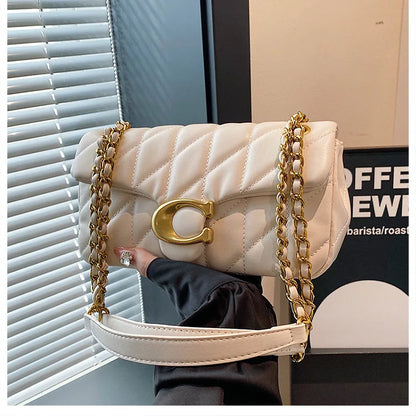 Luxury Fashion Women's Chain Handbag PU Leather Girls Shoulder Messenger Bag Brand lightweight Commuting Bag Tassel Square Bag